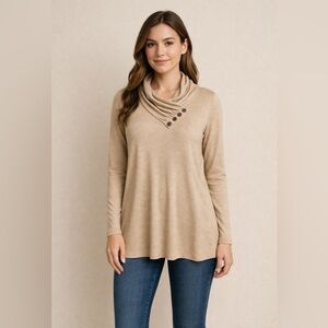 NEW Timeson Tan Cowl Neck Tunic